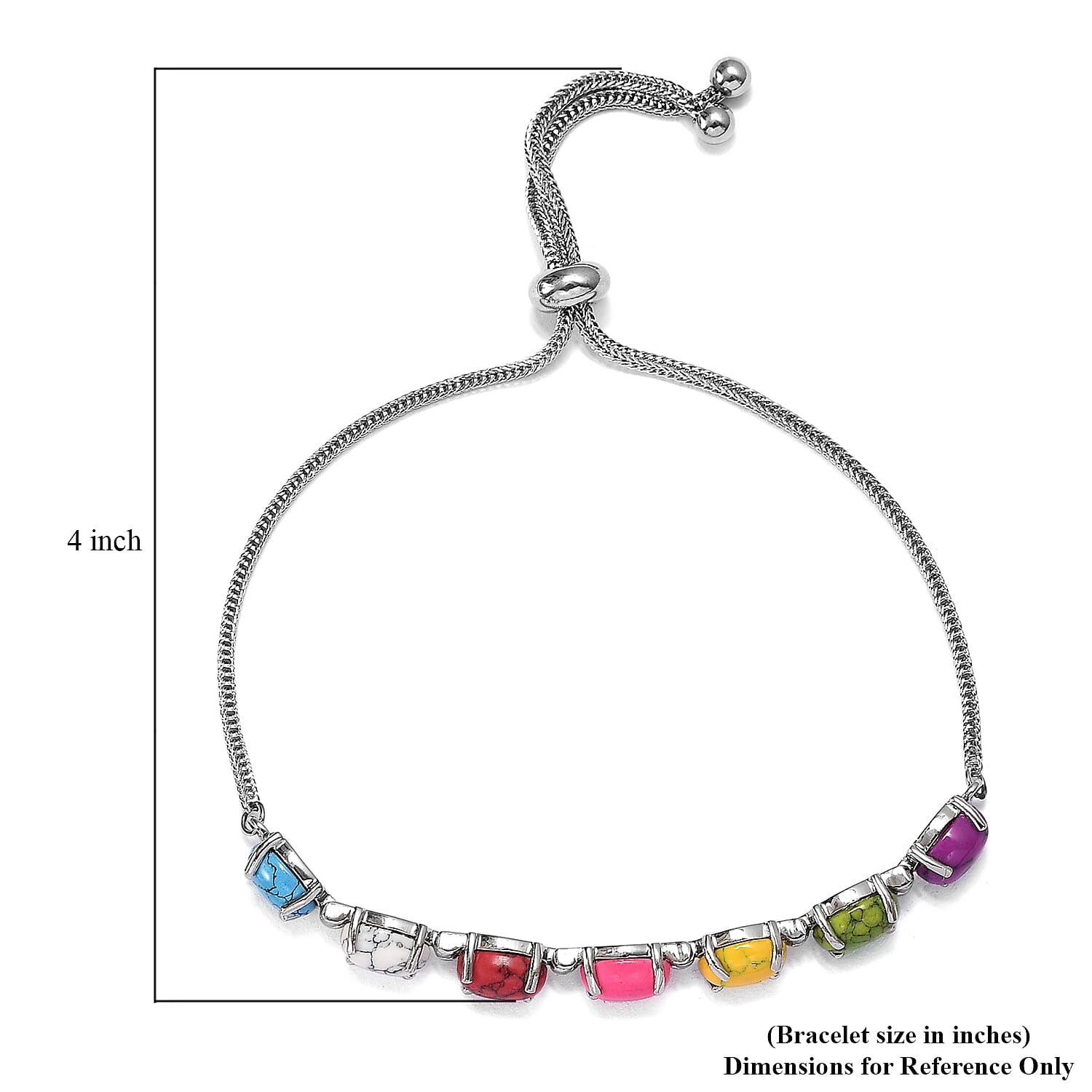 Multi Howlite Line Bolo Bracelet in Stainless Steel 8.25 ctw