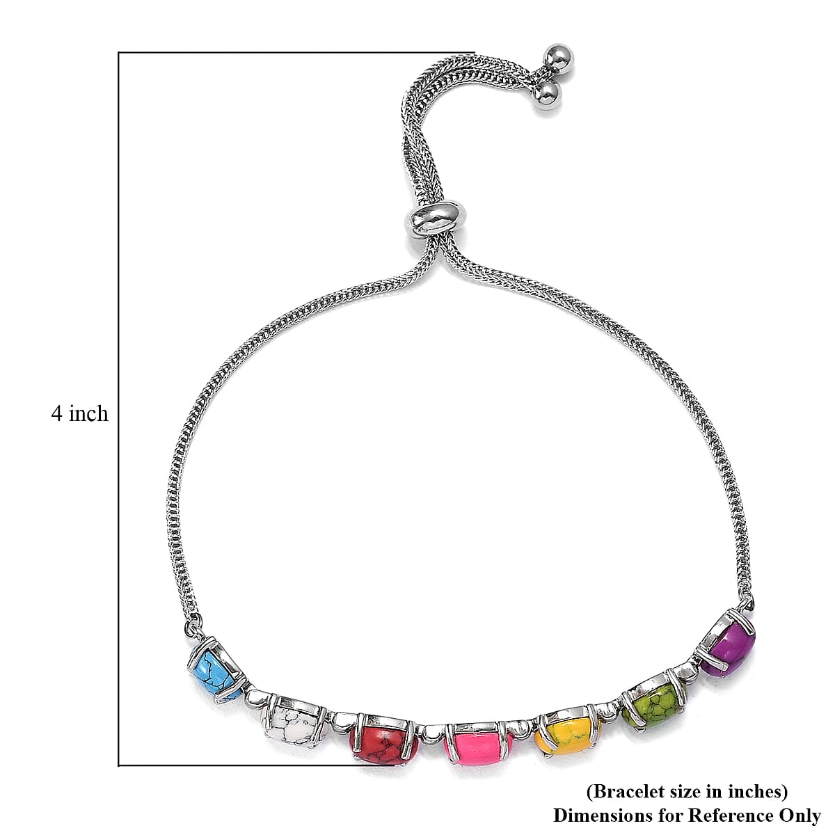 Multi Howlite Line Bolo Bracelet in Stainless Steel 8.25 ctw image number 3