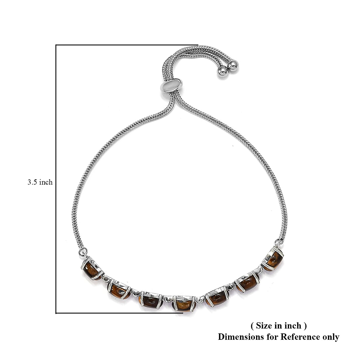 Tiger's Eye Line Bolo Bracelet in Stainless Steel 9.50 ctw image number 4