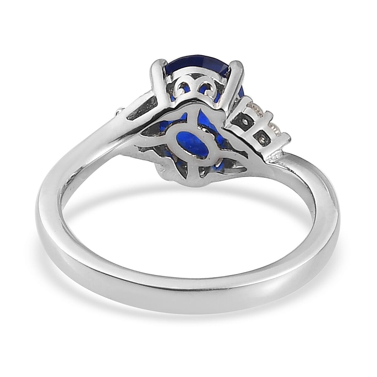 Tanzanian Blue Spinel and Zircon Ring in Platinum Over Sterling Silver (Size 8.0) 1.60 ctw image number 4