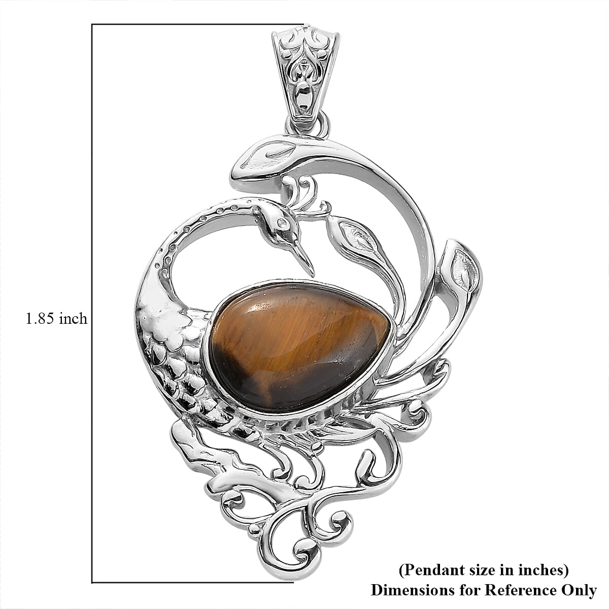 Tiger's Eye Peacock Pendant in Platinum Over Copper with Magnet 6.10 ctw image number 4