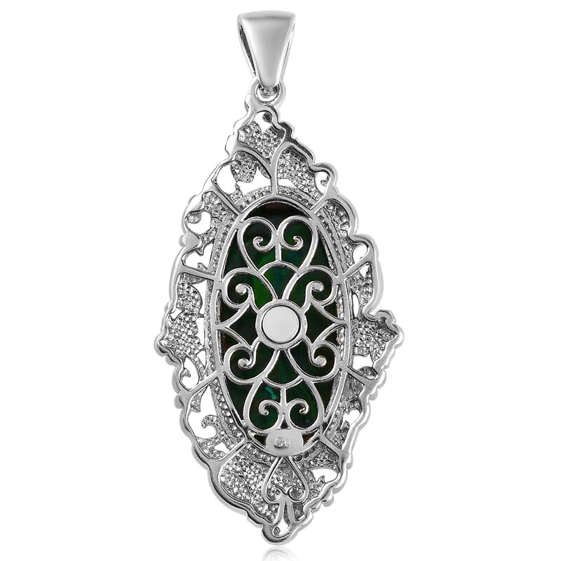 African Malachite Solitaire Pendant in Platinum Over Copper with Magnet 27.40 ctw