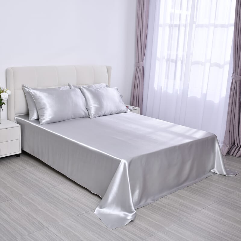 Homesmart Gray Solid 6pcs Satin Sheet Set - King (100% Microfiber)