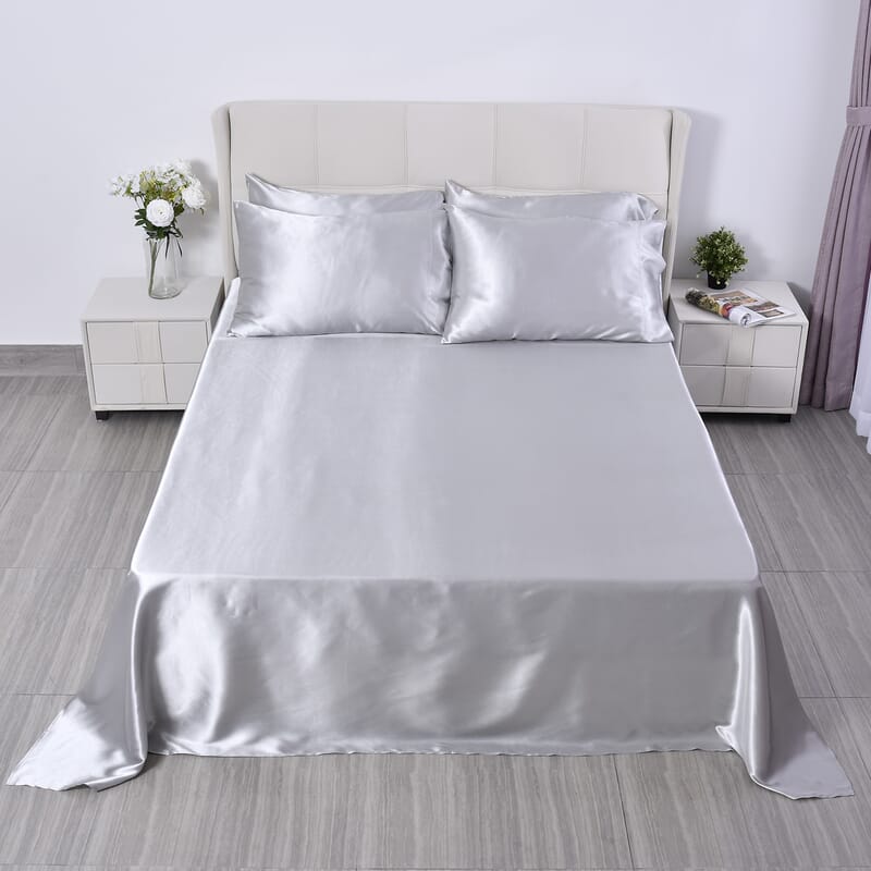 Homesmart Gray Solid 6pcs Satin Sheet Set - King (100% Microfiber)