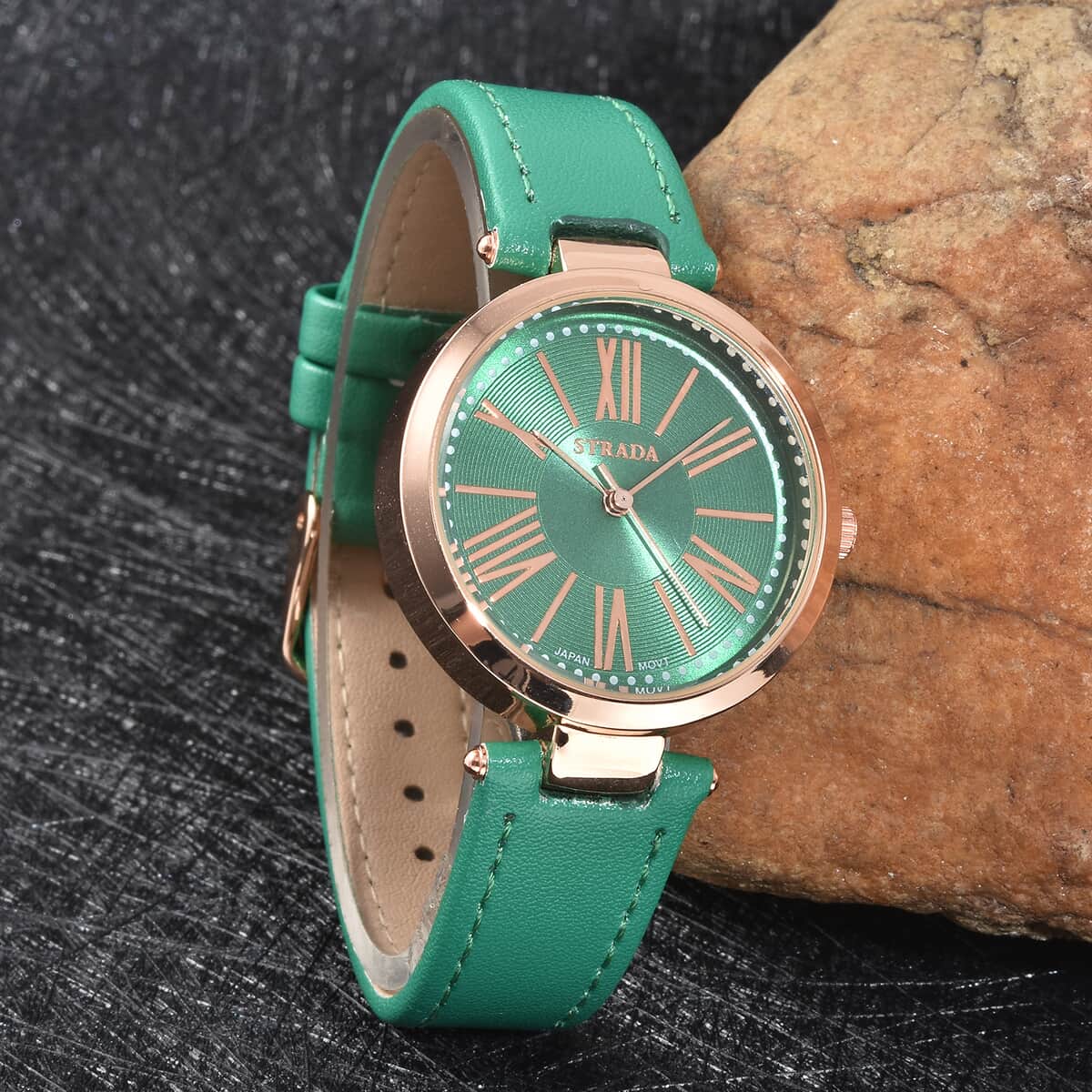 Strada Japanese Movement Watch with Green Vegan Leather Strap (34 mm) image number 1