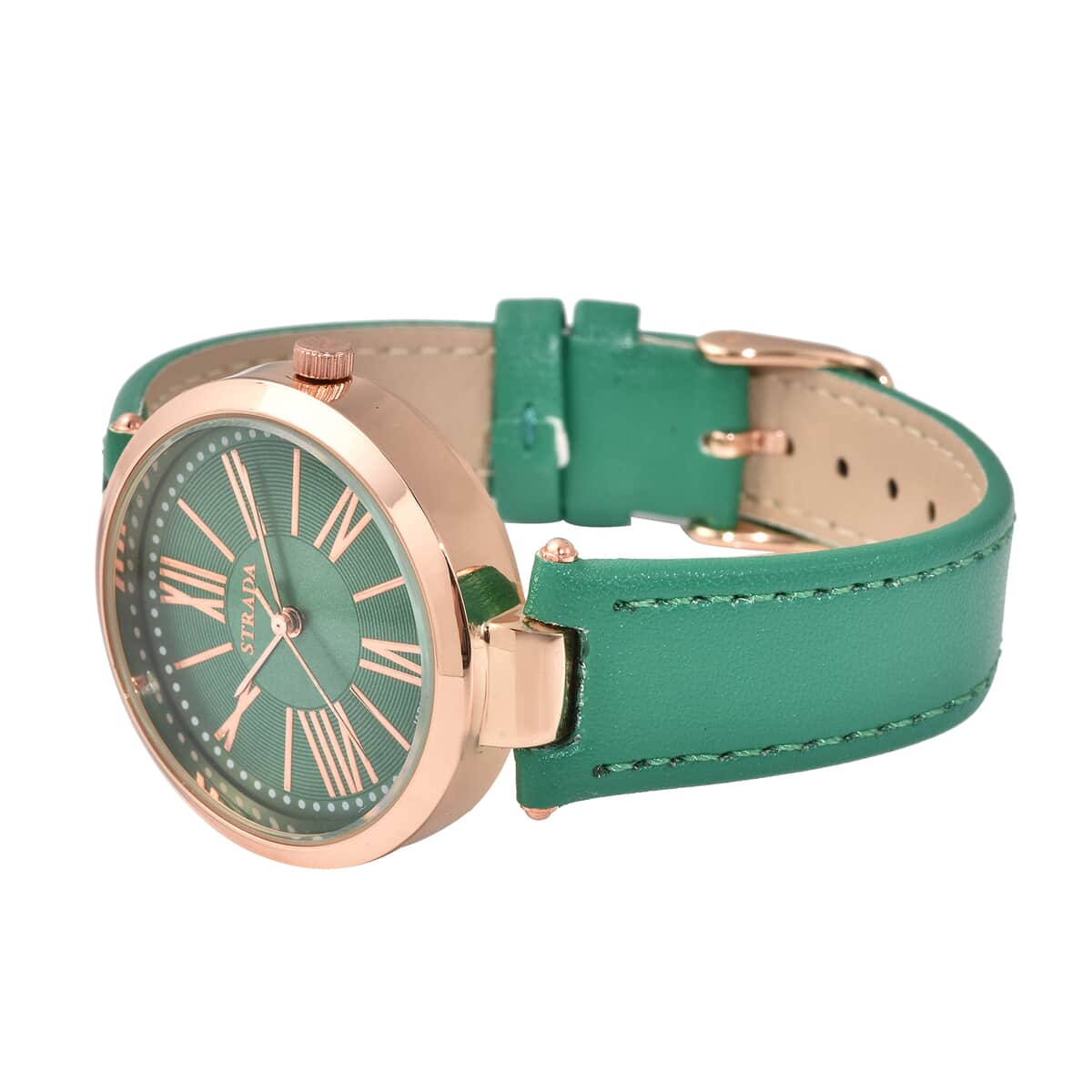 Strada Japanese Movement Watch with Green Vegan Leather Strap (34 mm) image number 4