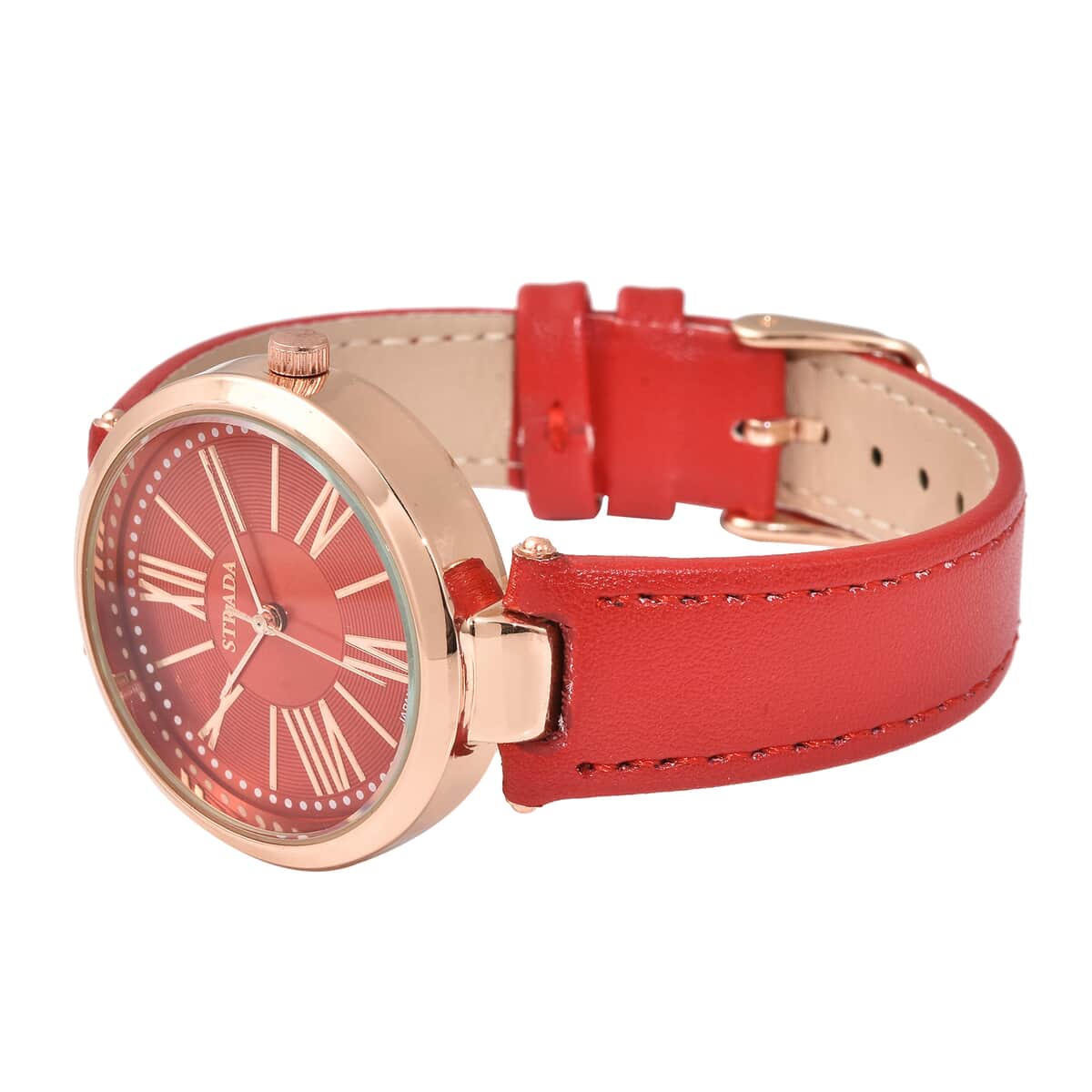 Strada Japanese Movement Watch with Red Vegan Leather Strap (34 mm) image number 4