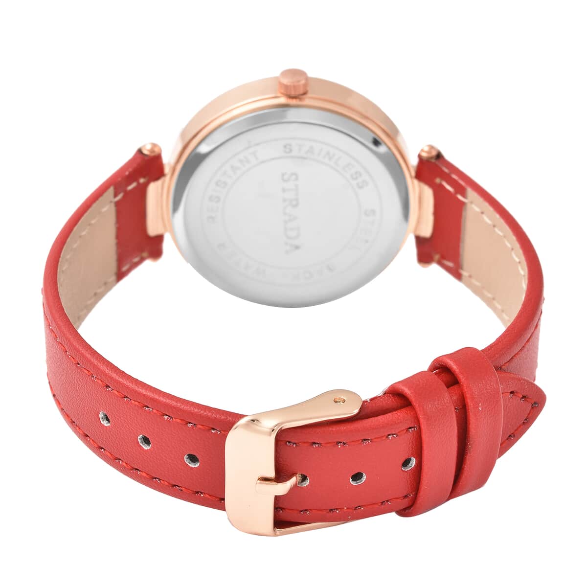 Strada Japanese Movement Watch with Red Vegan Leather Strap (34 mm) image number 5