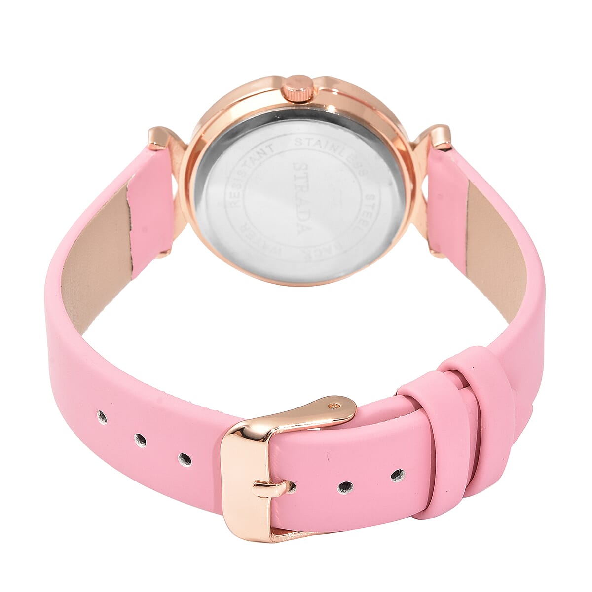 Strada Austrian Crystal Japanese Movement Watch with Pink Vegan Leather Strap image number 5