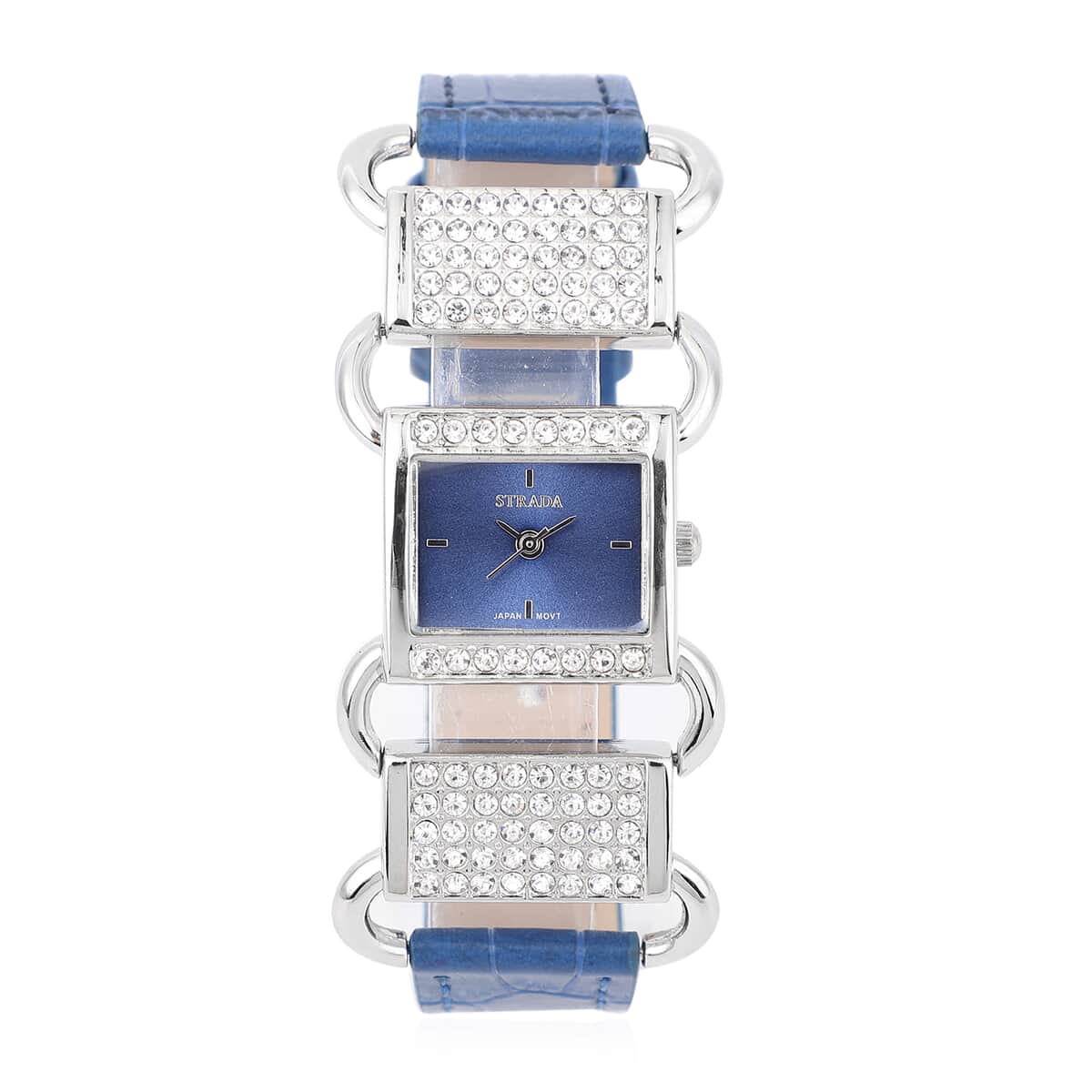 STRADA 10th ANNIVERSARY SPECIAL Austrian Crystal Japanese Movement Watch with Sapphire Blue Faux Leather Band image number 0
