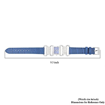 Strada Austrian Crystal Japanese Movement Watch with Sapphire Blue Faux Leather Band