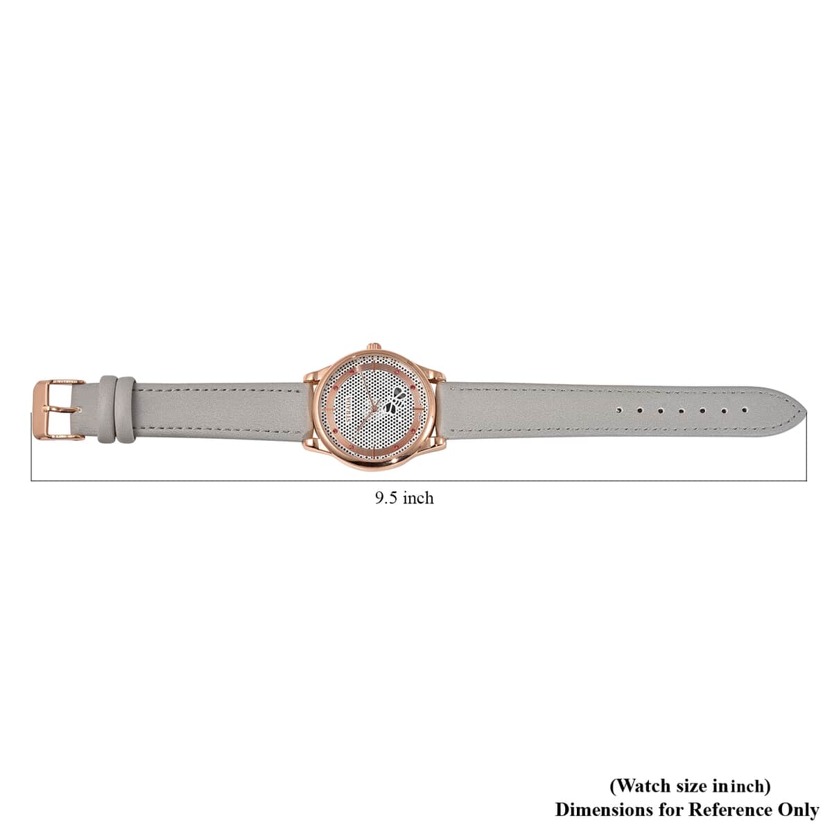 Strada Pink Austrian Crystal Japanese Movement White Bee Pattern Dial Watch with Gray Faux Leather Strap and Stainless Steel Back image number 6