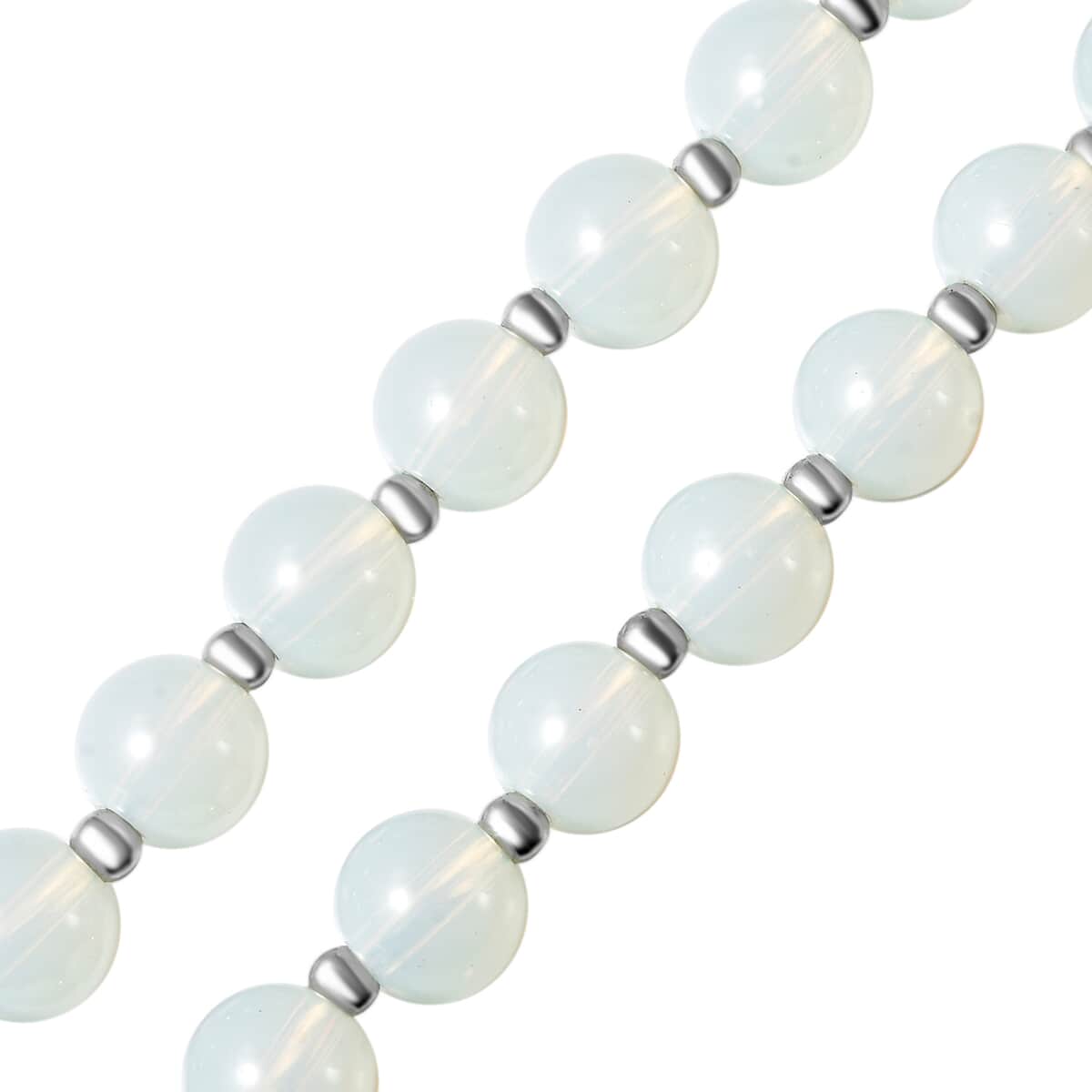 Opalite Beaded Necklace 18-20 Inches with Elongated Matching Pendant in Silvertone 160.50 ctw image number 2