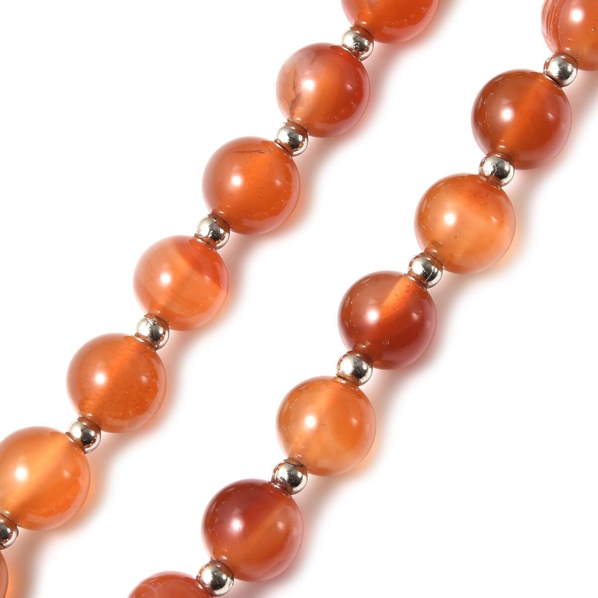 Enhanced Red Agate 157.00 ctw Beaded Necklace with Elongated Matching Pendant in Silvertone 18-20 Inches image number 3