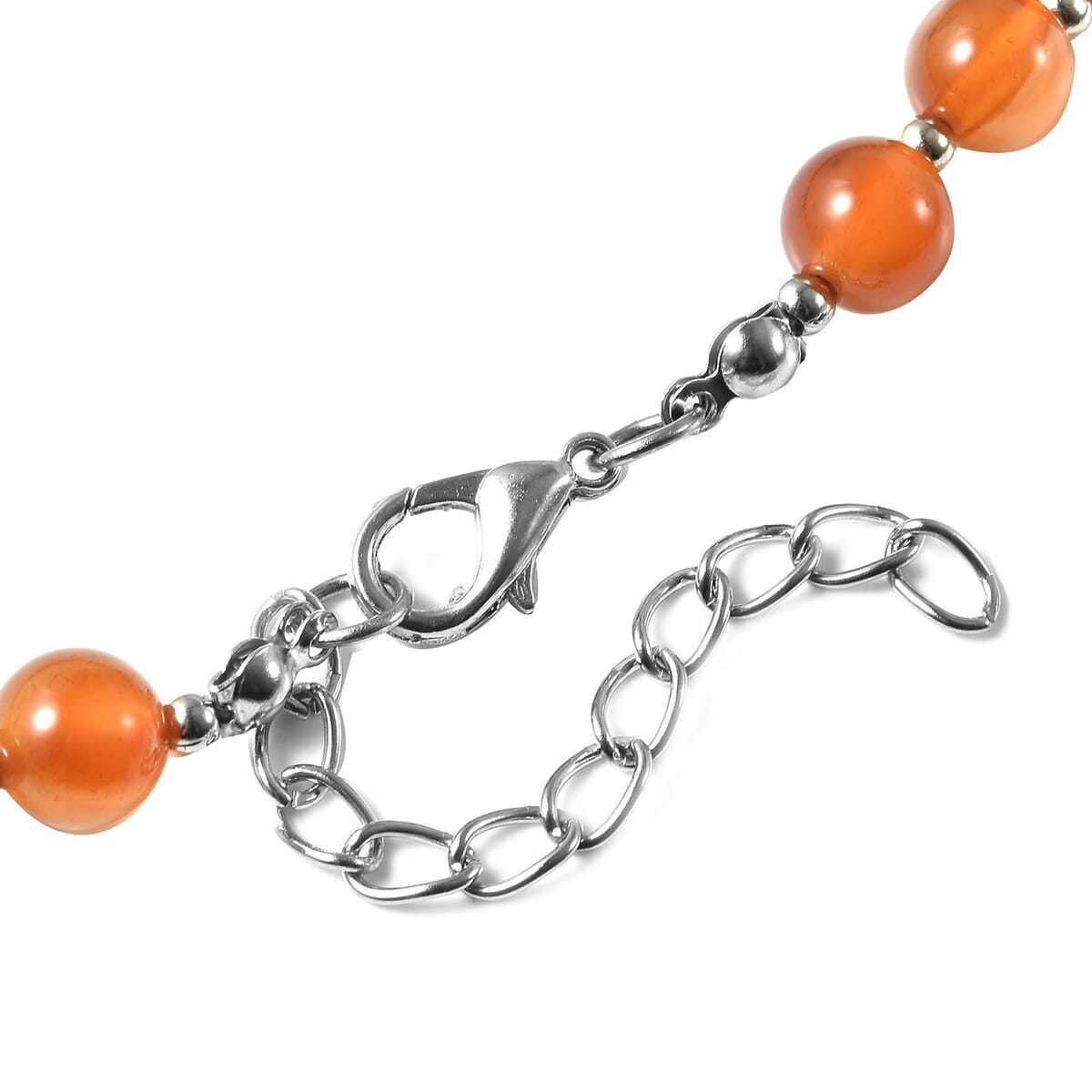 Enhanced Red Agate 157.00 ctw Beaded Necklace with Elongated Matching Pendant in Silvertone 18-20 Inches image number 4