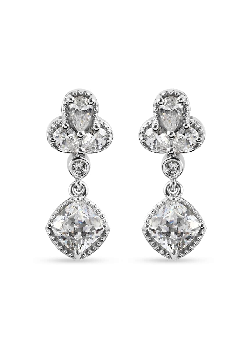 Lustro Stella Made with Finest CZ Dangle Earrings in Platinum Over Sterling Silver 5.75 ctw image number 0