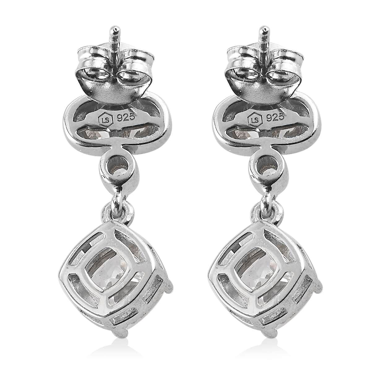 Lustro Stella Made with Finest CZ Dangle Earrings in Platinum Over Sterling Silver 5.75 ctw image number 4