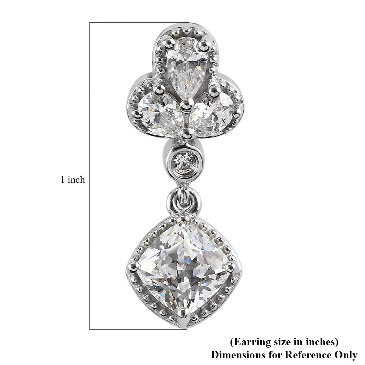 Lustro Stella Made with Finest CZ Dangle Earrings in Platinum Over Sterling Silver 5.75 ctw image number 5