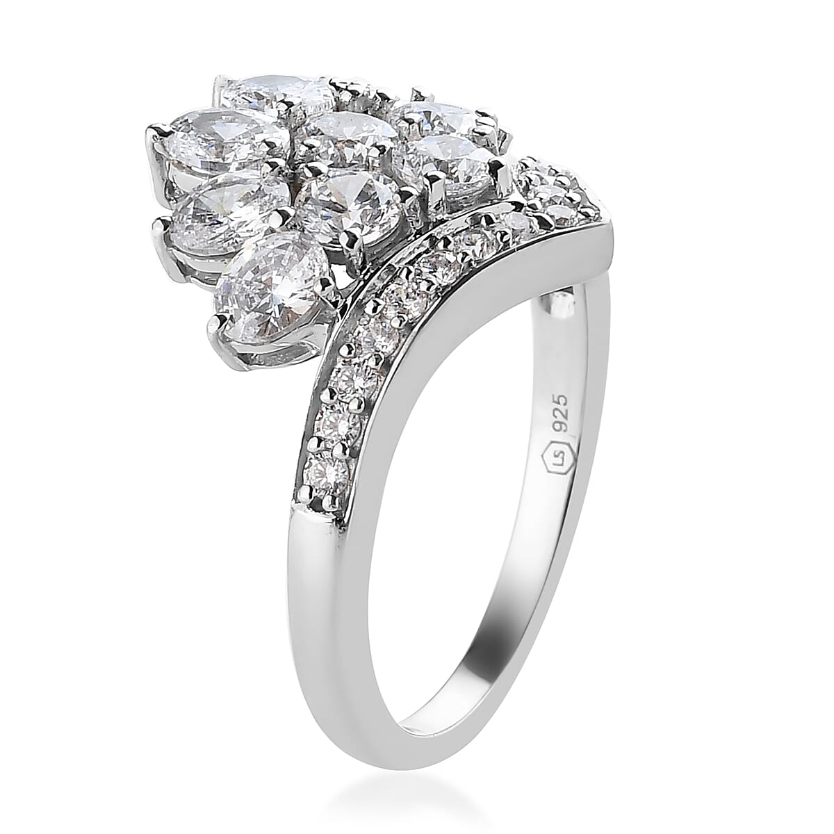 Lustro Stella Made with Finest CZ Sparkle Cluster Ring in Sterling Silver (Size 6.0) 4.30 ctw image number 4