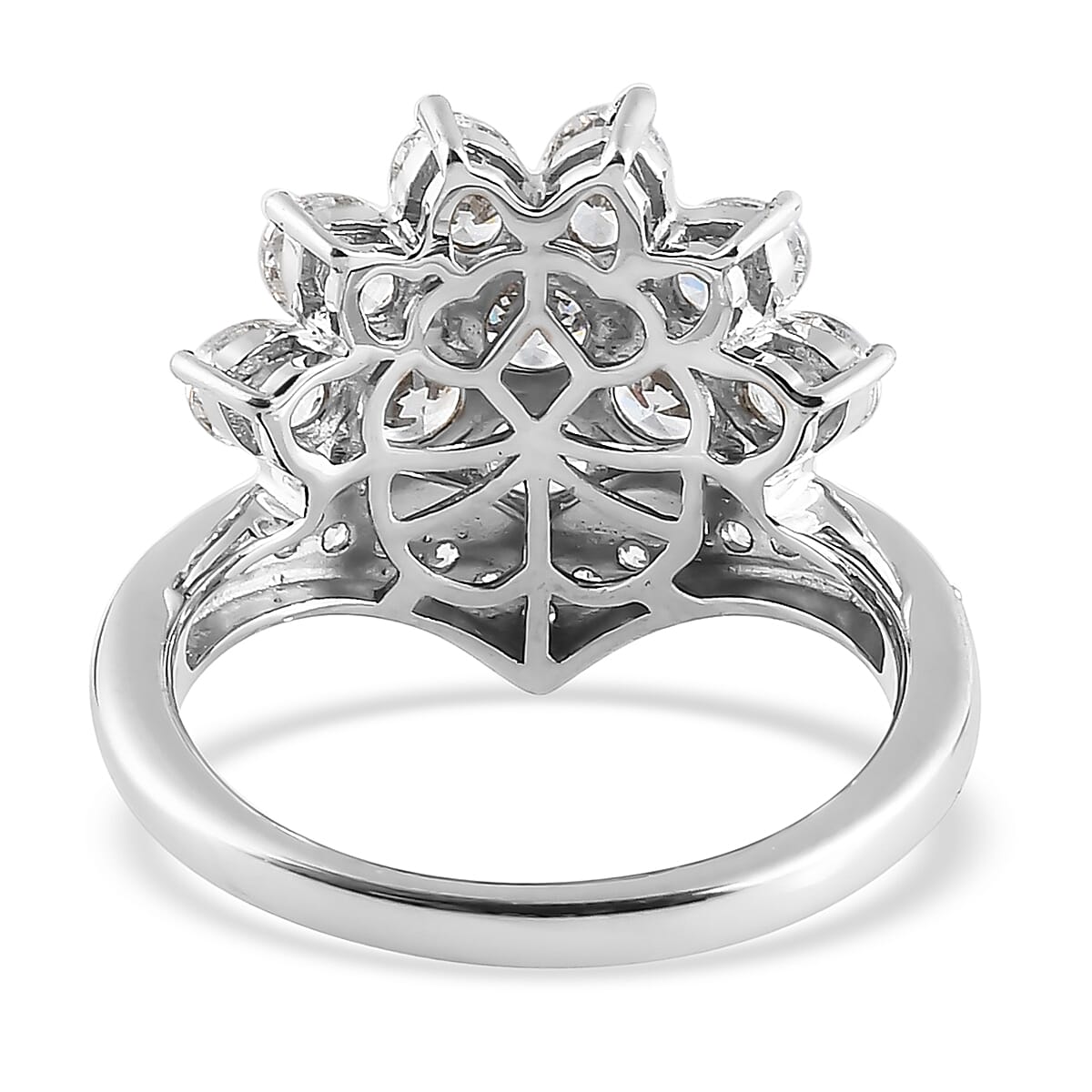 Lustro Stella Made with Finest CZ Sparkle Cluster Ring in Sterling Silver (Size 6.0) 4.30 ctw image number 5