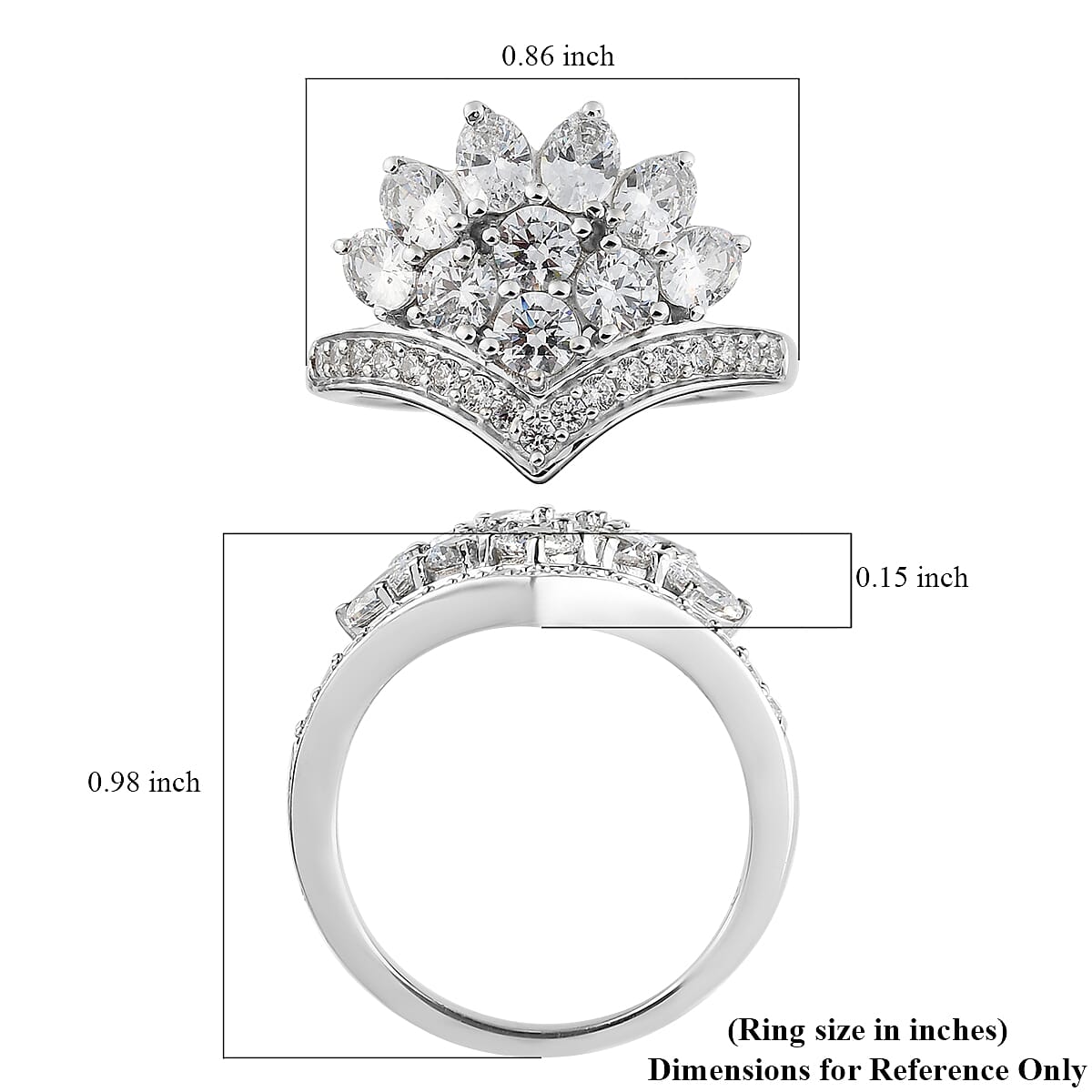 Lustro Stella Made with Finest CZ Sparkle Cluster Ring in Sterling Silver (Size 6.0) 4.30 ctw image number 6