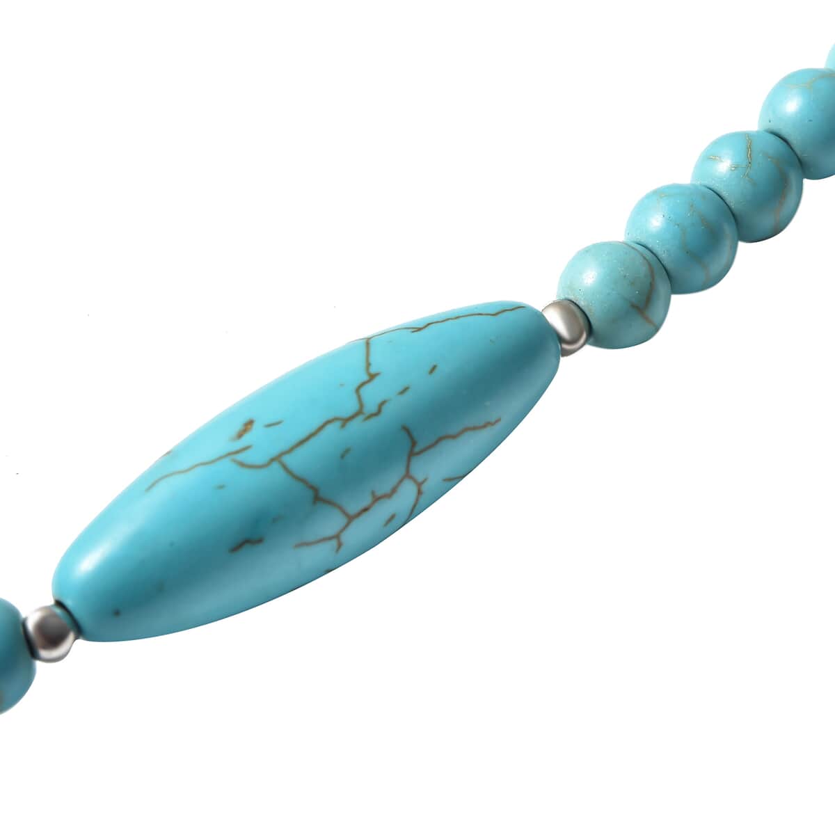 Freshened Blue Howlite, Resin Beaded Necklace 18-20 Inches in Stainless Steel 171.00 ctw image number 3