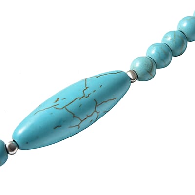 Freshened Blue Howlite, Resin Beaded Necklace 18-20 Inches in Stainless Steel 171.00 ctw
