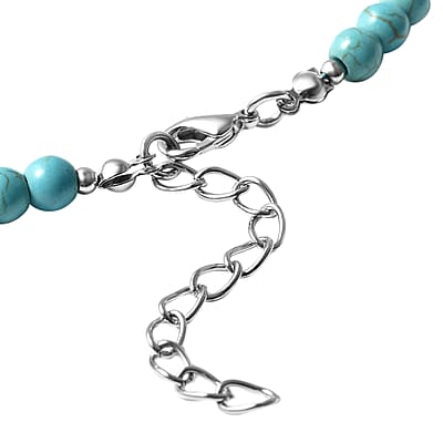 Freshened Blue Howlite, Resin Beaded Necklace 18-20 Inches in Stainless Steel 171.00 ctw