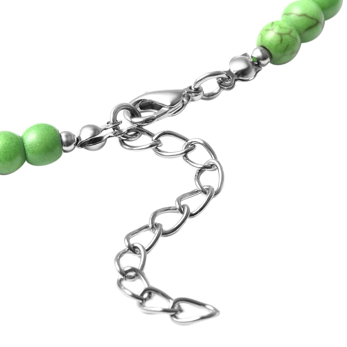 Freshened Green Howlite and Resin Beaded Necklace 18-20 Inches in Stainless Steel 166.00 ctw image number 3