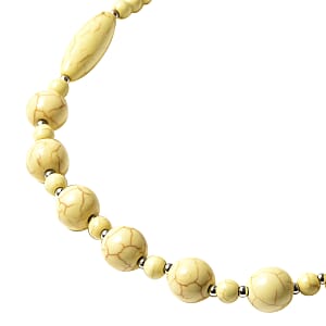 Constituted Yellow Howlite and Resin Beaded Necklace 18-20 Inches in Stainless Steel 165.50 ctw