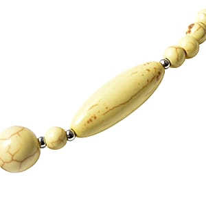 Constituted Yellow Howlite and Resin Beaded Necklace 18-20 Inches in Stainless Steel 165.50 ctw