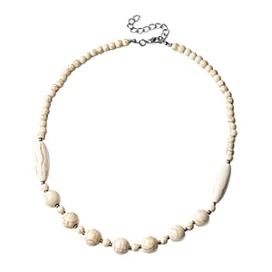 Constituted White Howlite and Resin Beaded Necklace 18-20 Inches in Stainless Steel 161.50 ctw