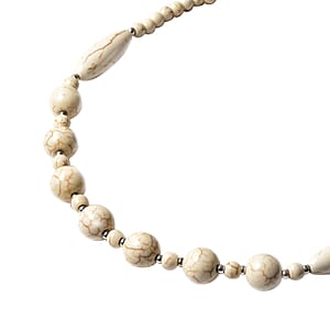 Constituted White Howlite and Resin Beaded Necklace 18-20 Inches in Stainless Steel 161.50 ctw