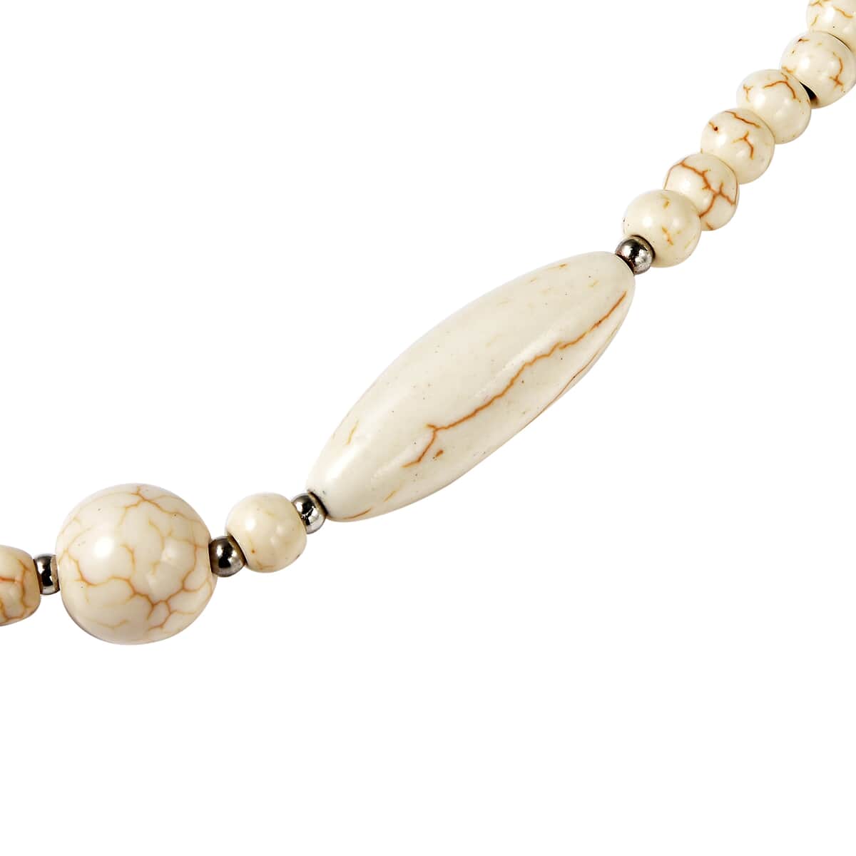 Freshened White Howlite and Resin Beaded Necklace 18-20 Inches in Stainless Steel 161.50 ctw image number 3