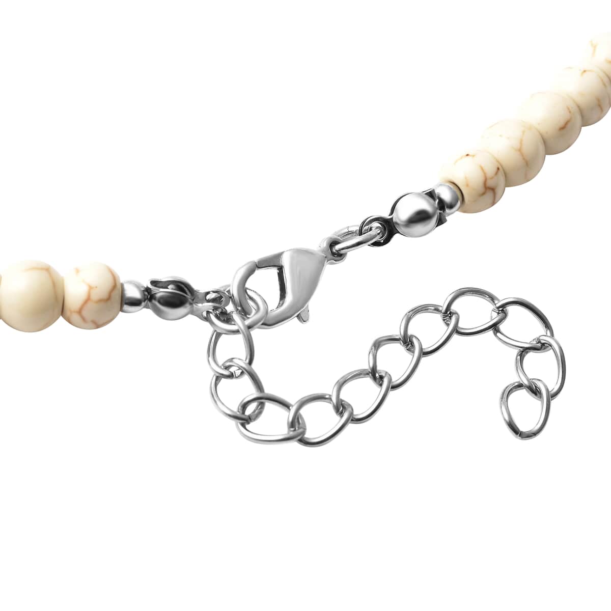 Freshened White Howlite and Resin Beaded Necklace 18-20 Inches in Stainless Steel 161.50 ctw image number 4