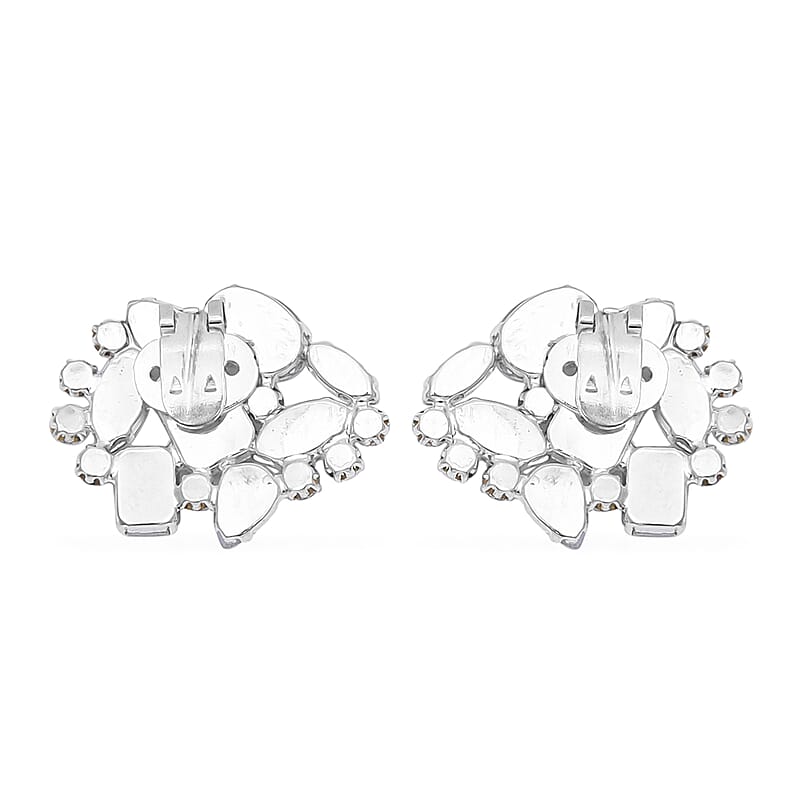 Set of 2 Silvertone Rhinestone Floral Shoe Clip, Shoe Embellishments, Wedding Accessories, Decorative and Fancy Shoe Clips, Footwear Accessories