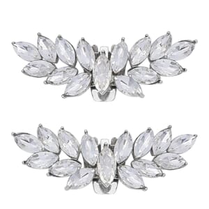 Set of 2 Silvertone Rhinestone Leaves Shoe Clip, Shoe Embellishments, Wedding Accessories, Decorative and Fancy Shoe Clips, Footwear Accessories