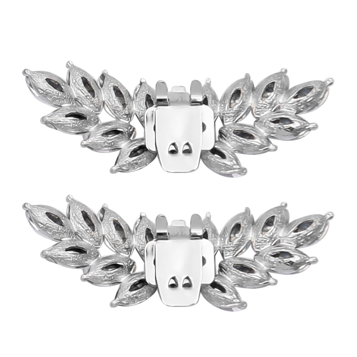 Set of 2 Silvertone Rhinestone Leaves Shoe Clip, Shoe Embellishments, Wedding Accessories, Decorative and Fancy Shoe Clips, Footwear Accessories image number 1