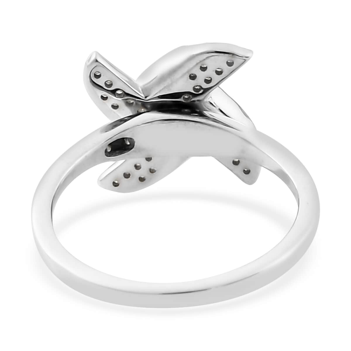 GP Diamond Floral Spinner Ring in Platinum Over Sterling Silver 0.25 ctw image number 4