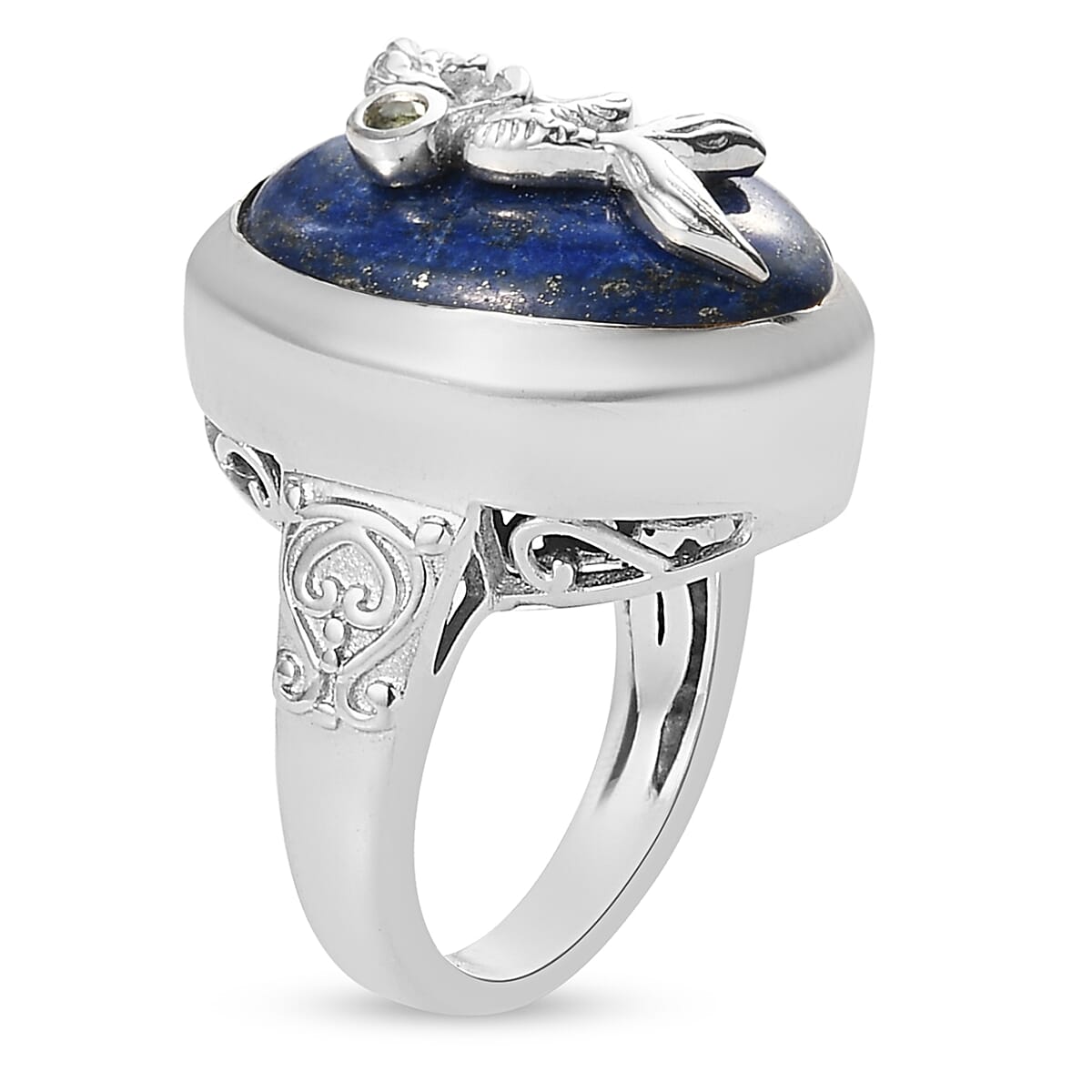 Karis Lapis Lazuli and Peridot Ring in Platinum Bond (Size 7.0) 15.75 ctw image number 3