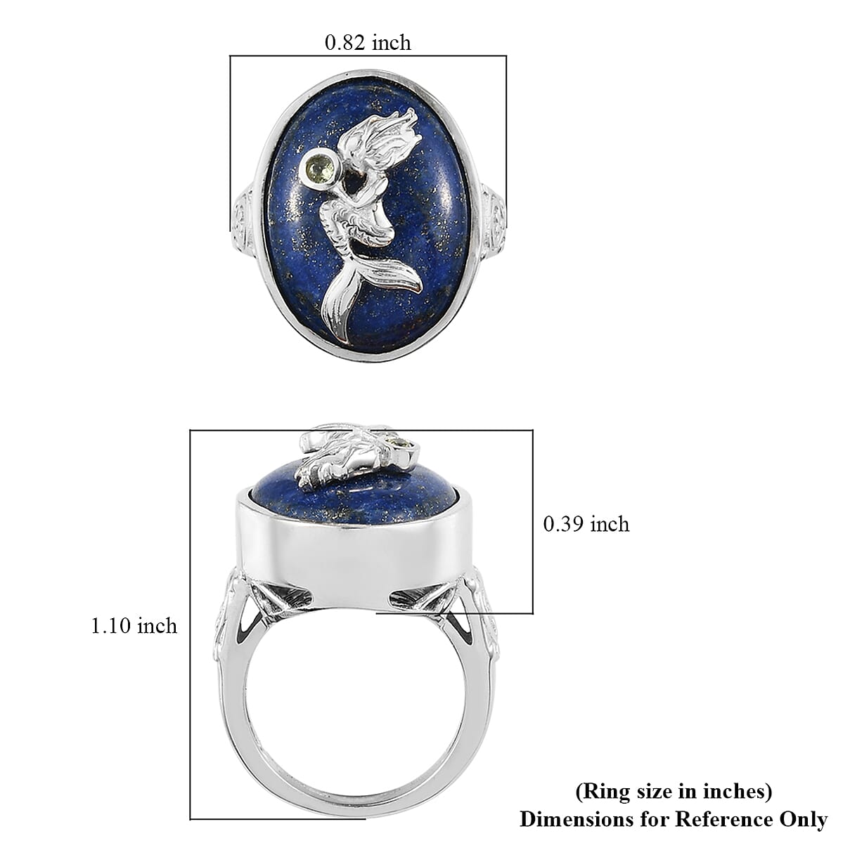 Karis Lapis Lazuli and Peridot Ring in Platinum Bond (Size 7.0) 15.75 ctw image number 5