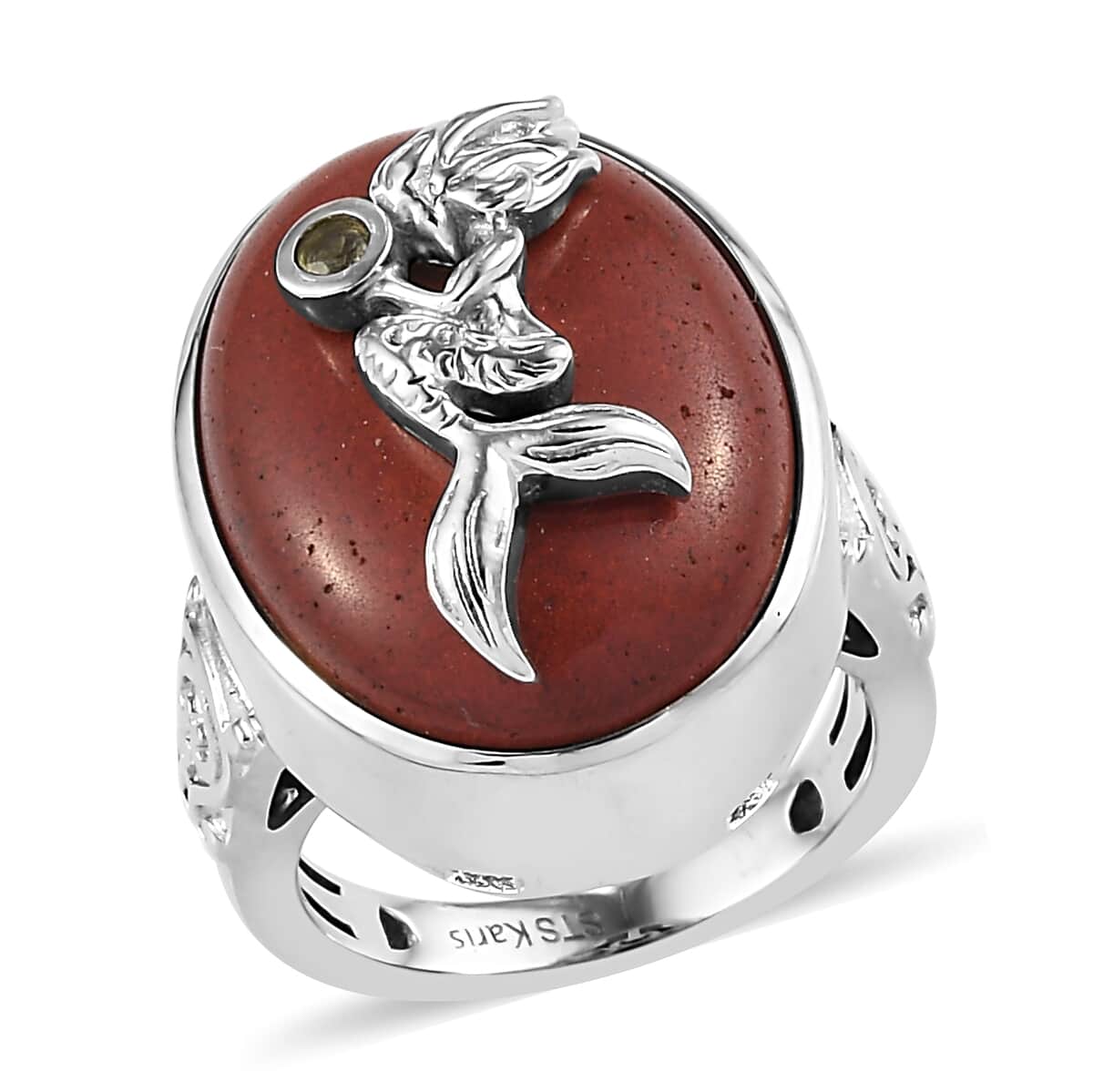 KARIS Red Jasper and Peridot Ring in Platinum Bond (Size 10.0) 14.25 ctw image number 0