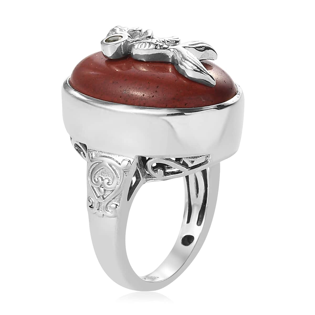 KARIS Red Jasper and Peridot Ring in Platinum Bond (Size 10.0) 14.25 ctw image number 3
