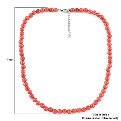 Sponge Coral Bead Necklace In Stainless Steel, Orange Beaded Necklace For Women, Jewelry Gifts For Women  (18 Inches)