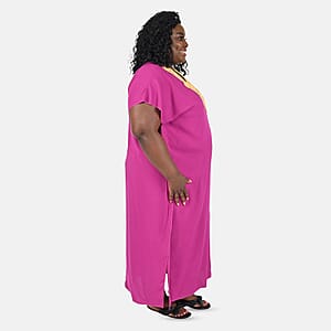 Embroidered-Neck Maxi Kaftan