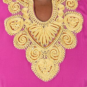 Embroidered-Neck Maxi Kaftan