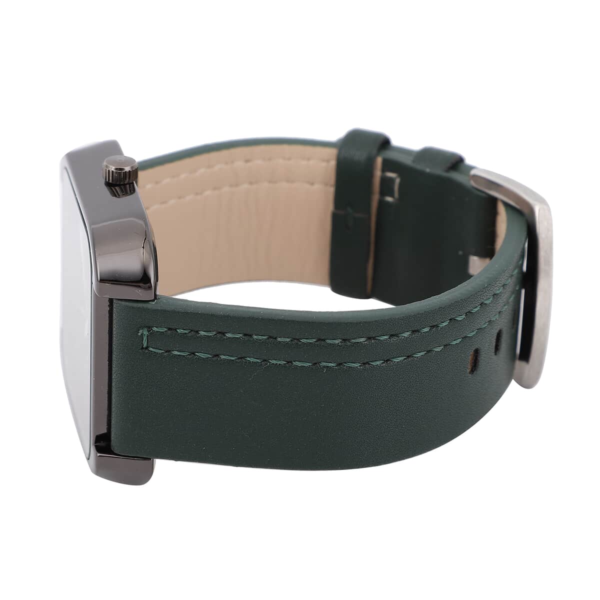 STRADA Japanese Movement Watch with Dark Green Faux Leather Strap and Stainless Steel Back image number 4