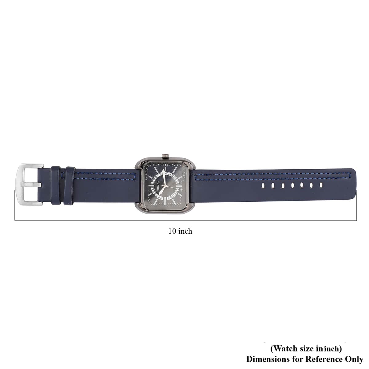 STRADA Japanese Movement Watch with Navy Blue Faux Leather Strap and Stainless Steel Back image number 6