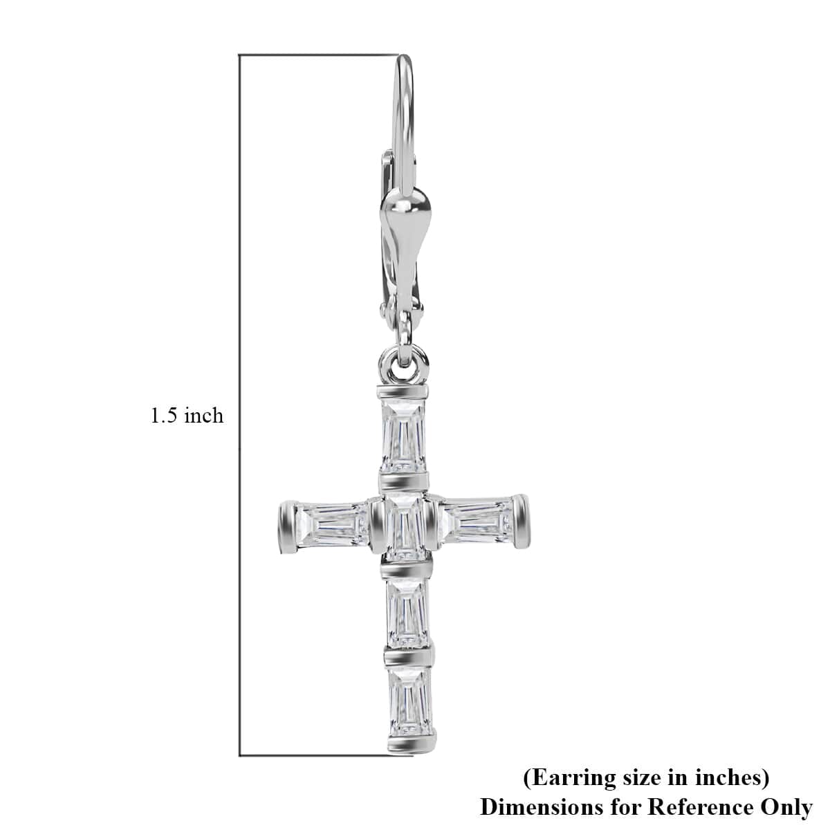Lustro Stella Made with Finest CZ Cross Earrings in Platinum Over Sterling Silver 2.30 ctw image number 4