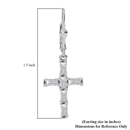 Lustro Stella Made with Finest CZ Cross Earrings in Platinum Over Sterling Silver 2.30 ctw image number 4